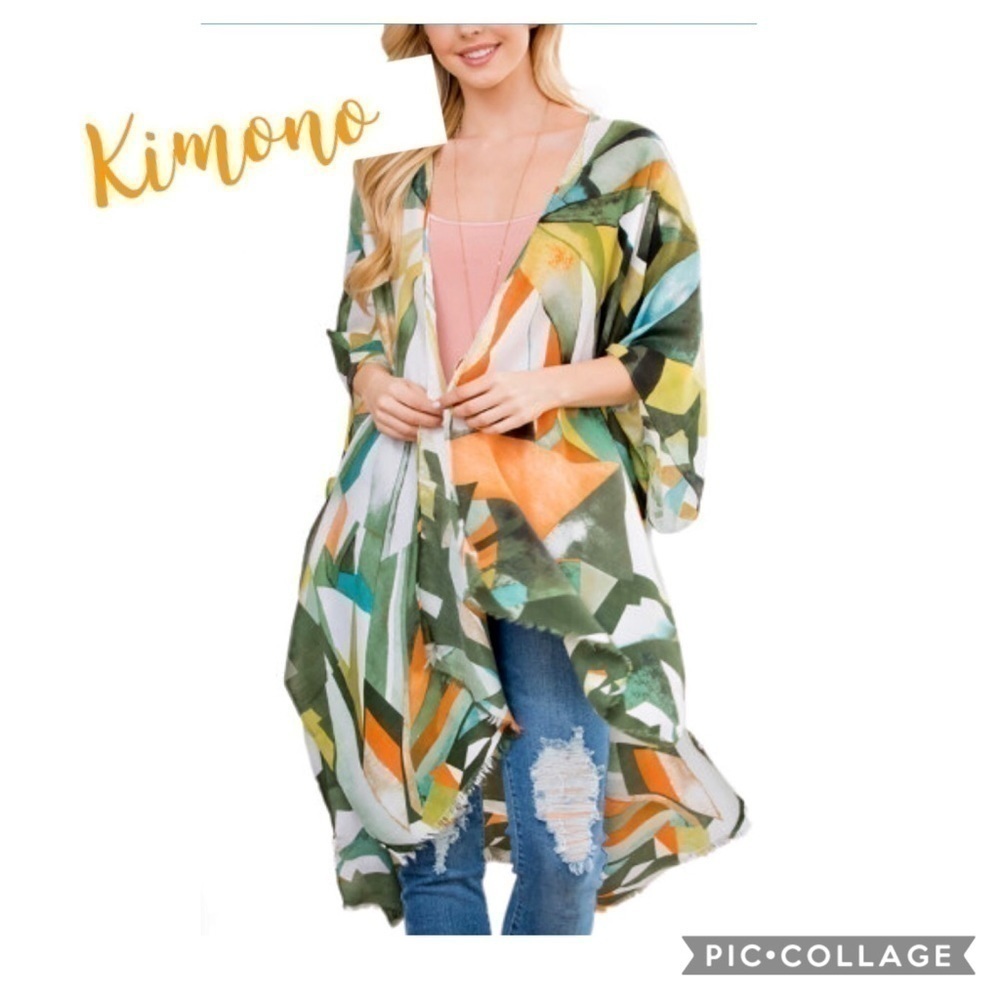 HP! 🎉🎉🎉Colorful Abstract Print Kimono